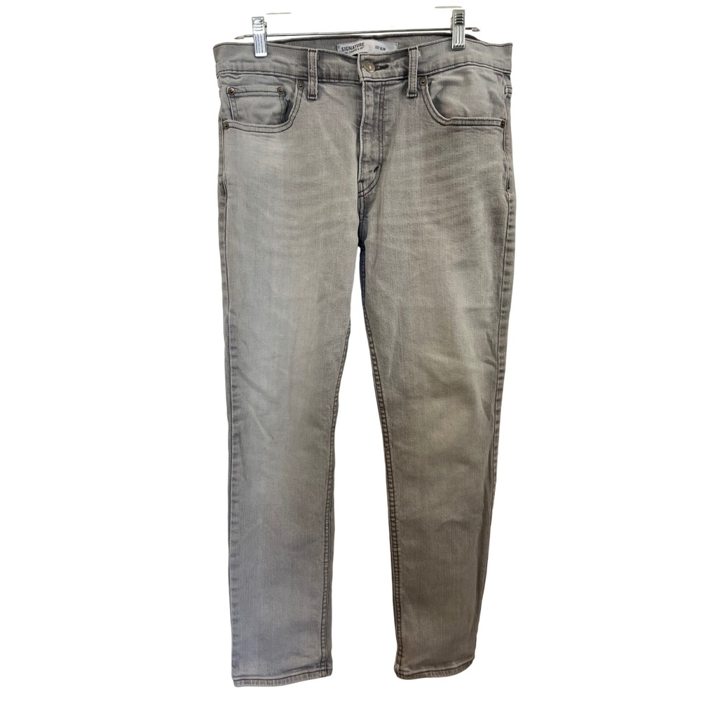 Signature by Levi Strauss & Co S37 Slim Jeans Mens Light Gray Denim Pants